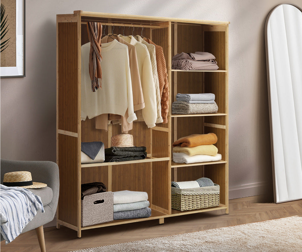 Open Wardrobe Clothes Rack with Hanging Rail & 5 Storage Shelves
