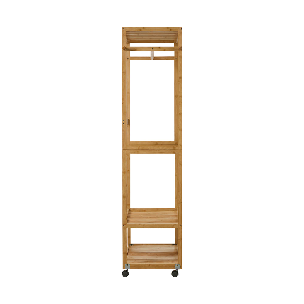Bamboo Clothes Rack Open Wardrobe 2 Shelves | Simpledeals