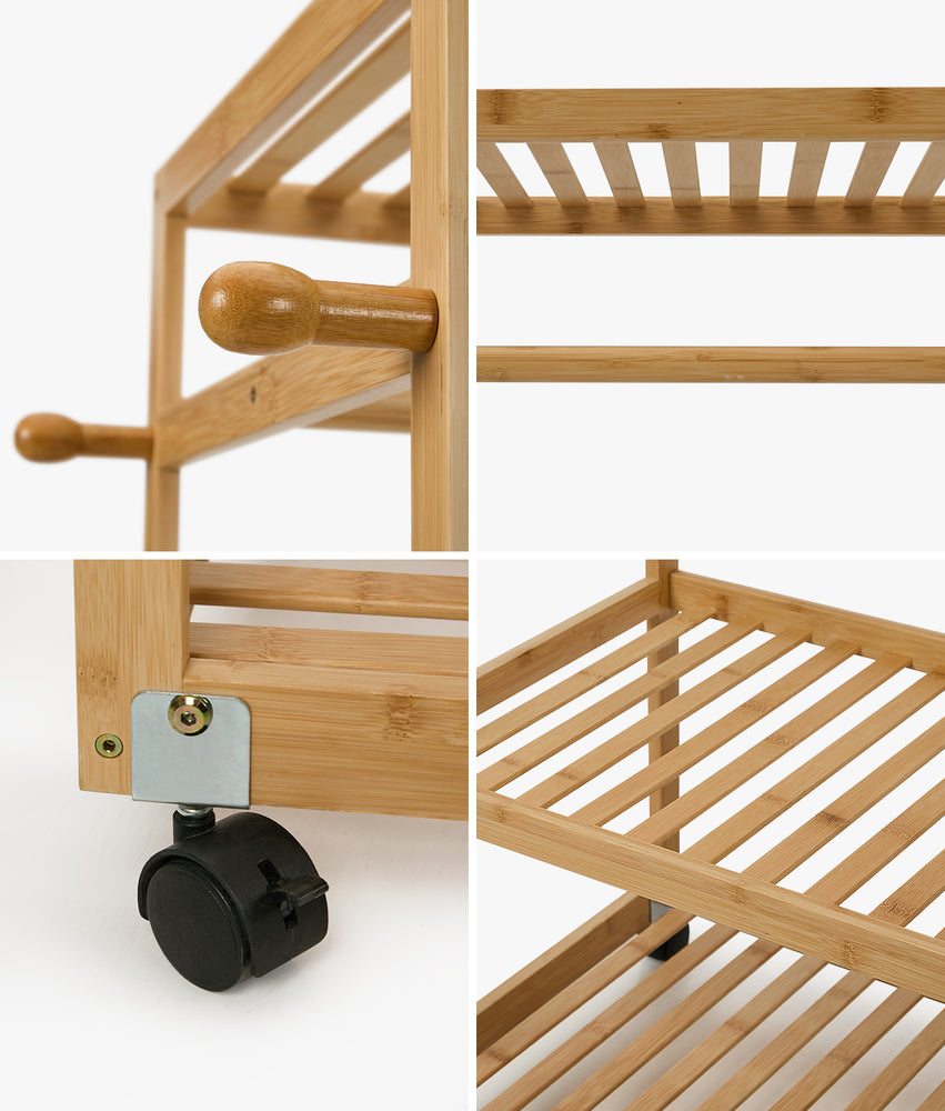 Bamboo Clothes Rack Open Wardrobe 2 Shelves | Simpledeals