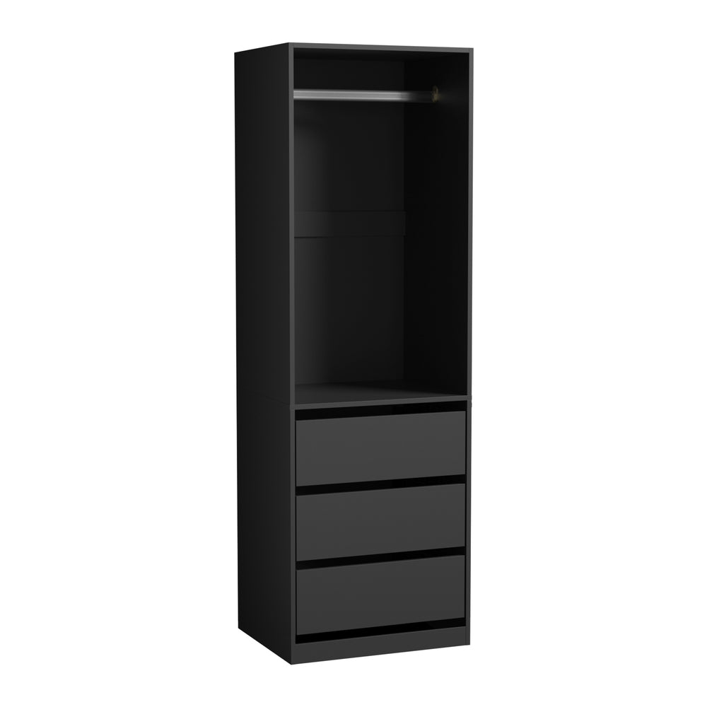 Wardrobe 3 Drawers Hanging Rail Natural/Black