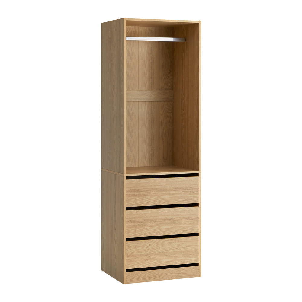 Wardrobe 3 Drawers Hanging Rail Natural/Black