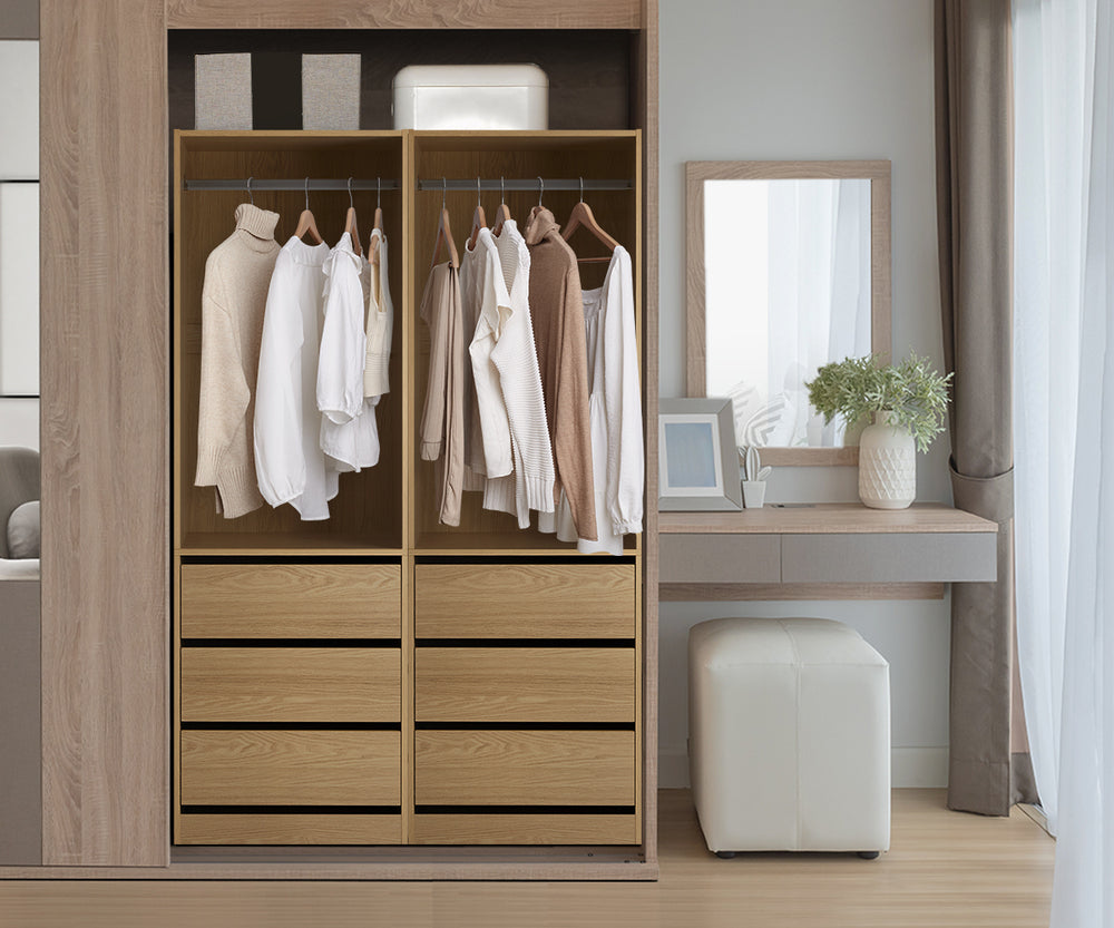 Wardrobe 3 Drawers Hanging Rail Natural/Black