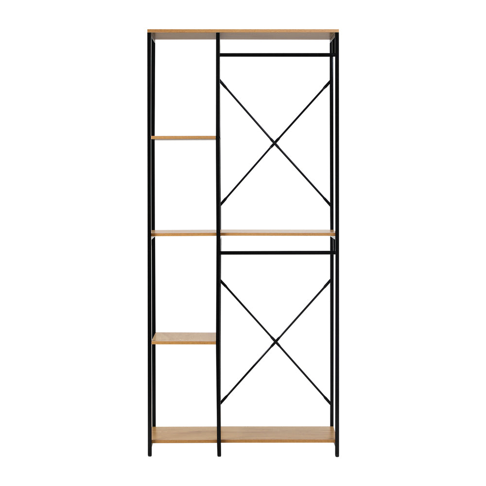 Large Open Wardrobe Hanging Rail 5 shelves
