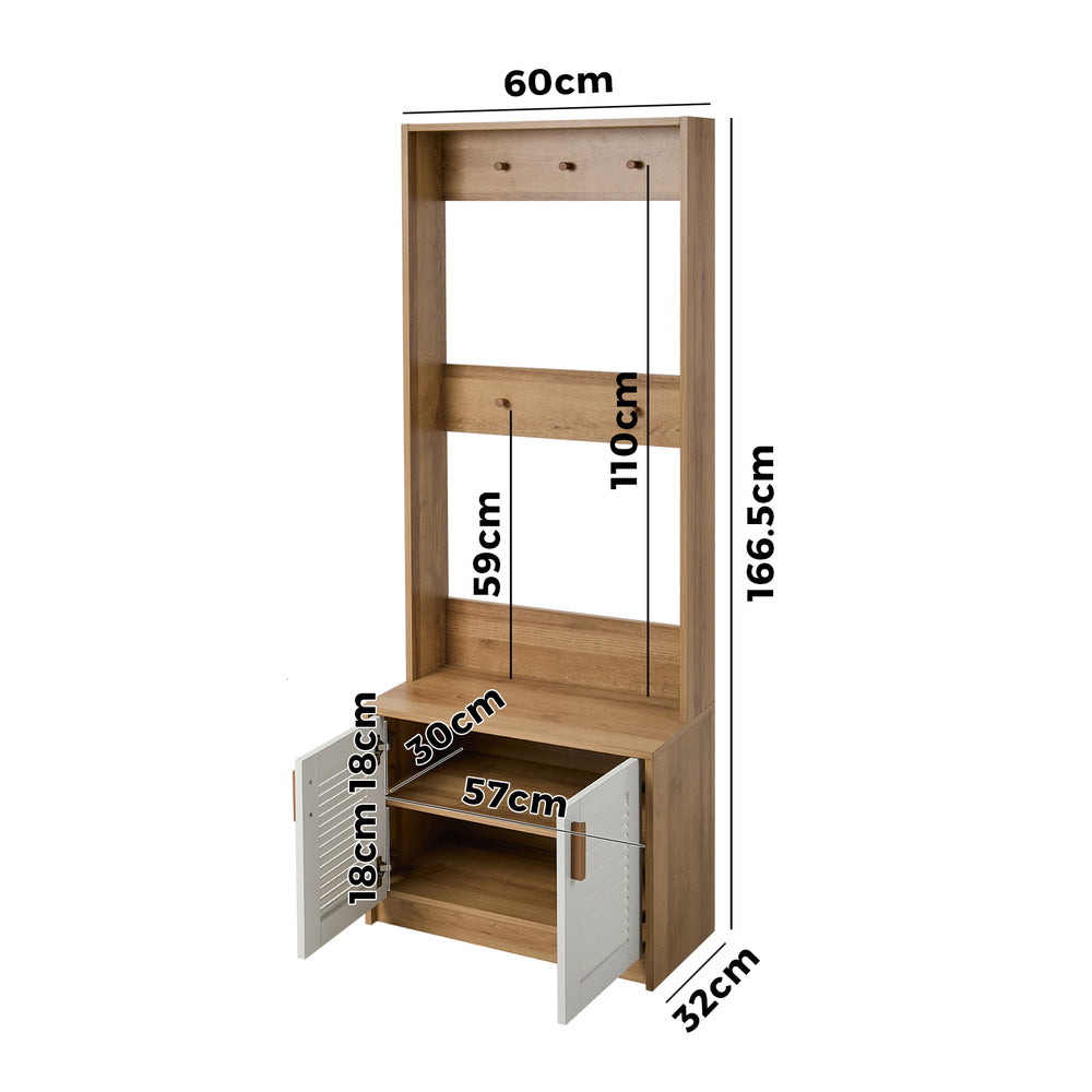 Tree Wardrobe Shelf Bench Coat Rack Entryway Storage Natural