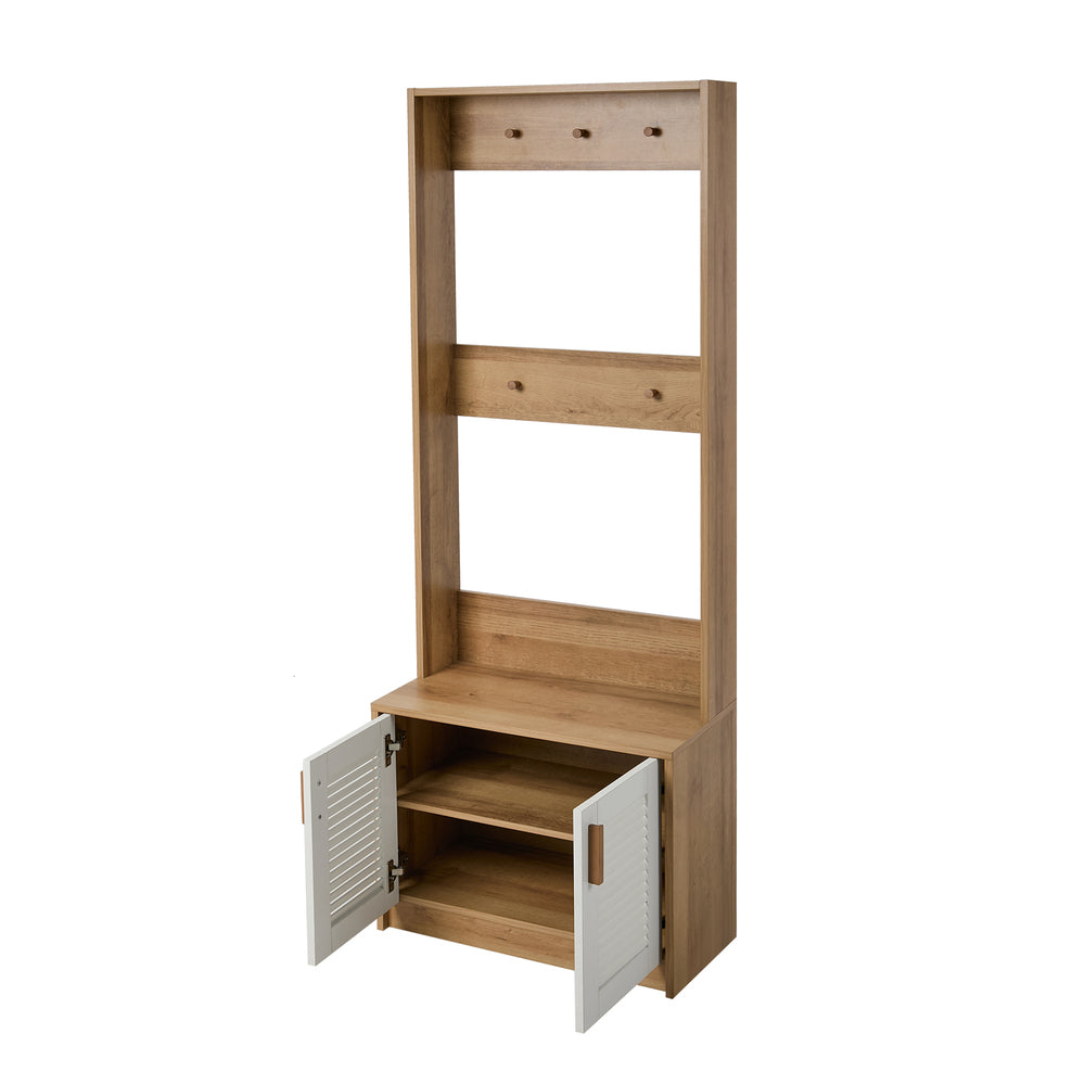 Tree Wardrobe Shelf Bench Coat Rack Entryway Storage Natural