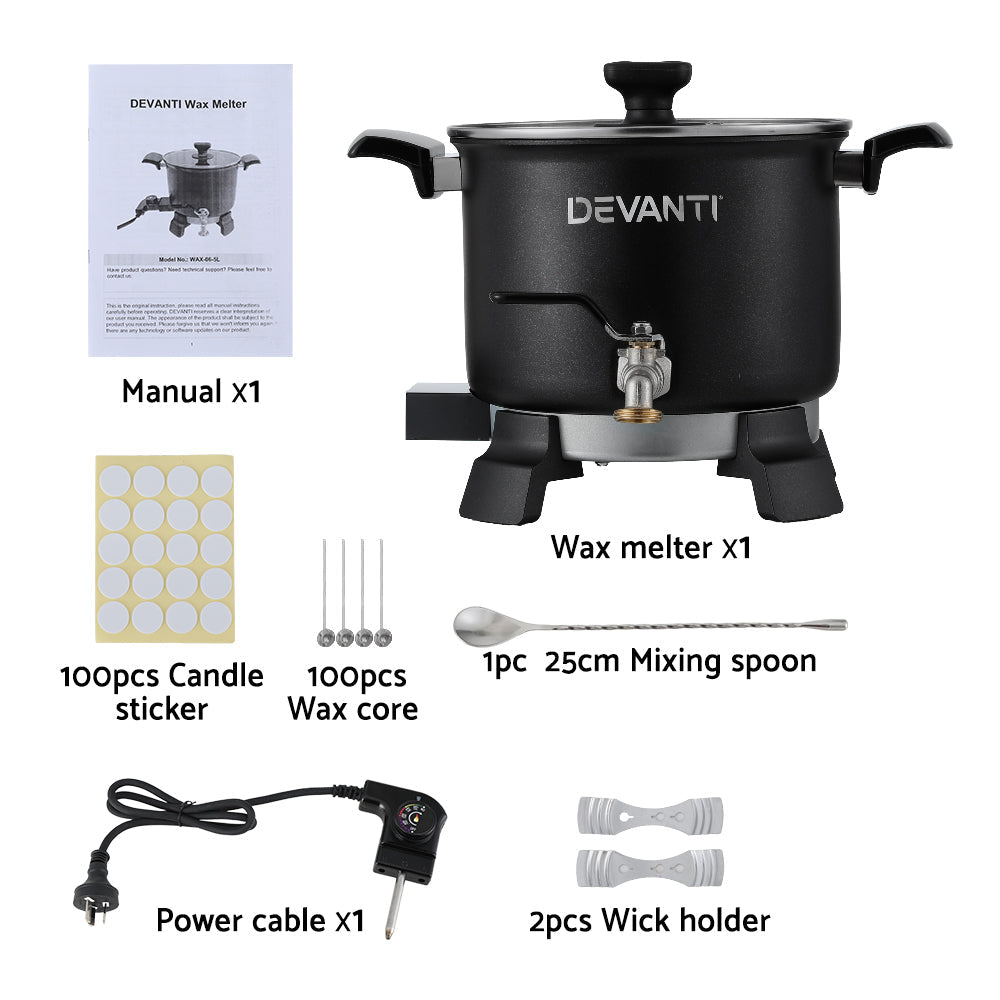 5L Wax Melter Candle Making 1200W Pot Quick Pour Spout Soy