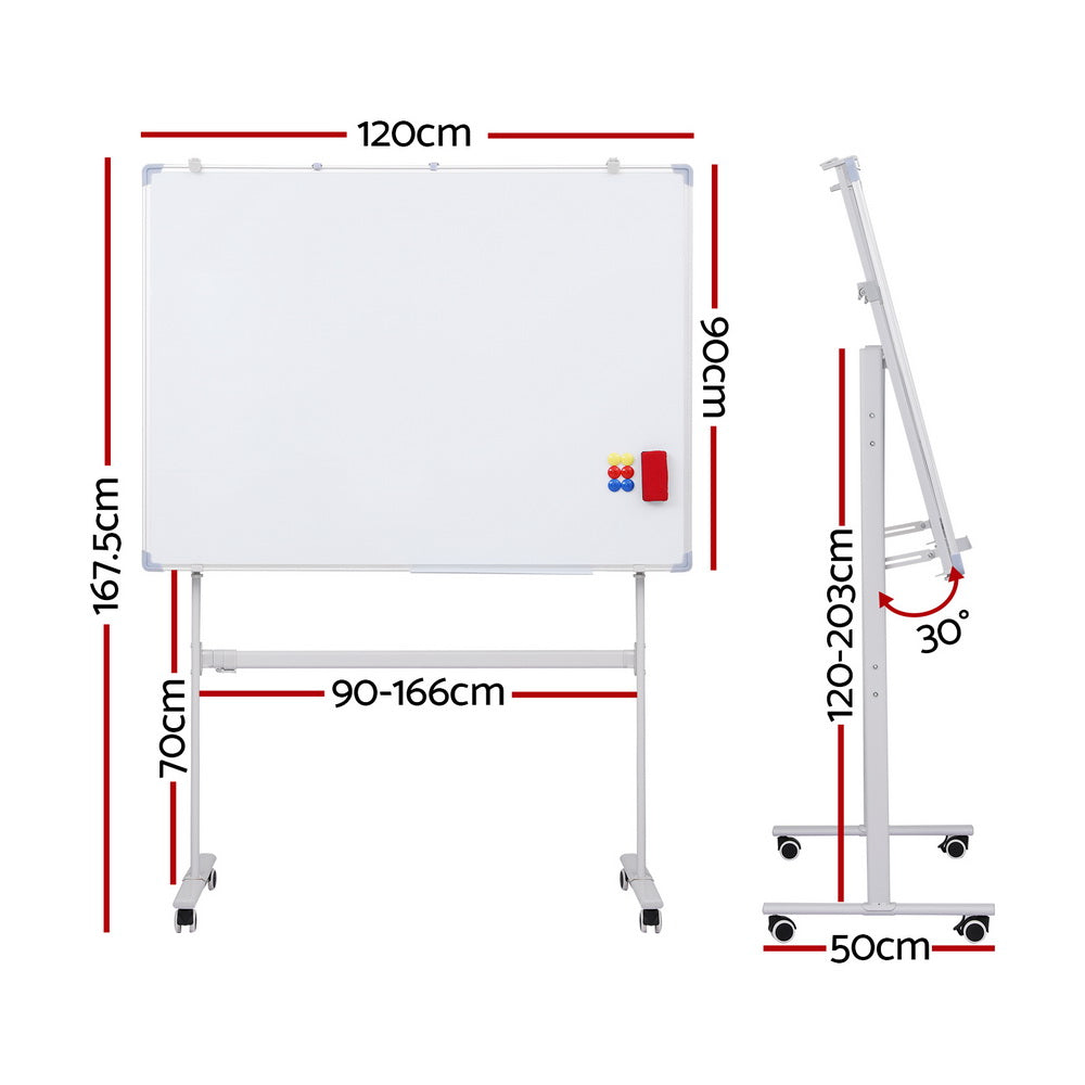 90X120Cm Standing Magnetic Whiteboard With Wheels | Desks