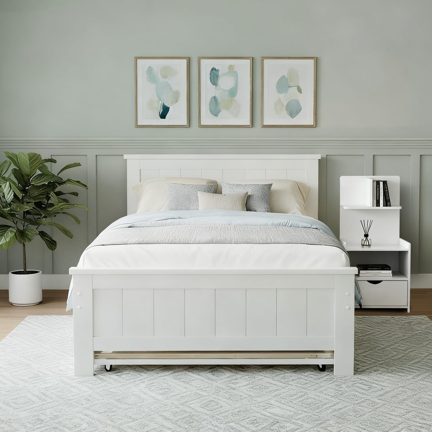 King Single Bed Frame White 212.5x117x90cm