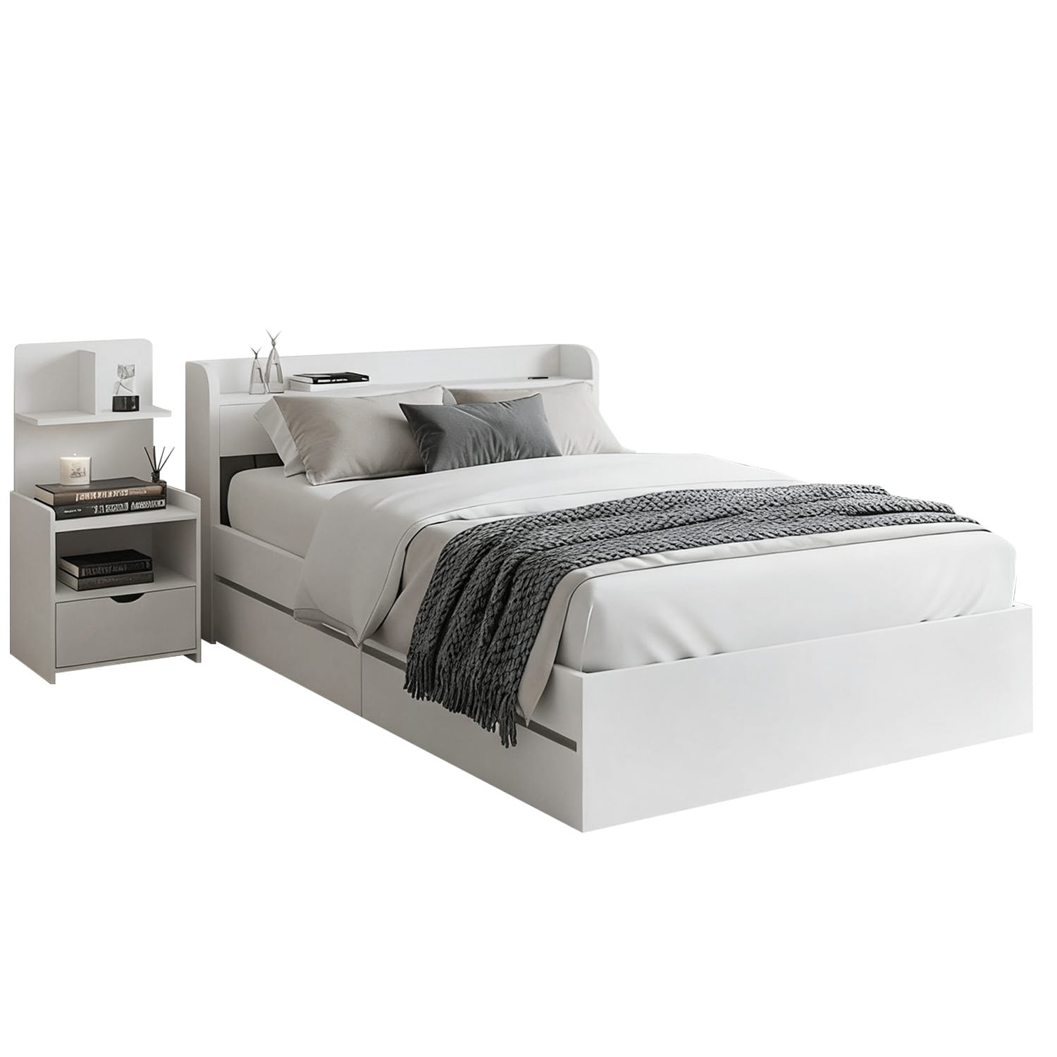 Single Bed Frame With Storage 211x96x70cm