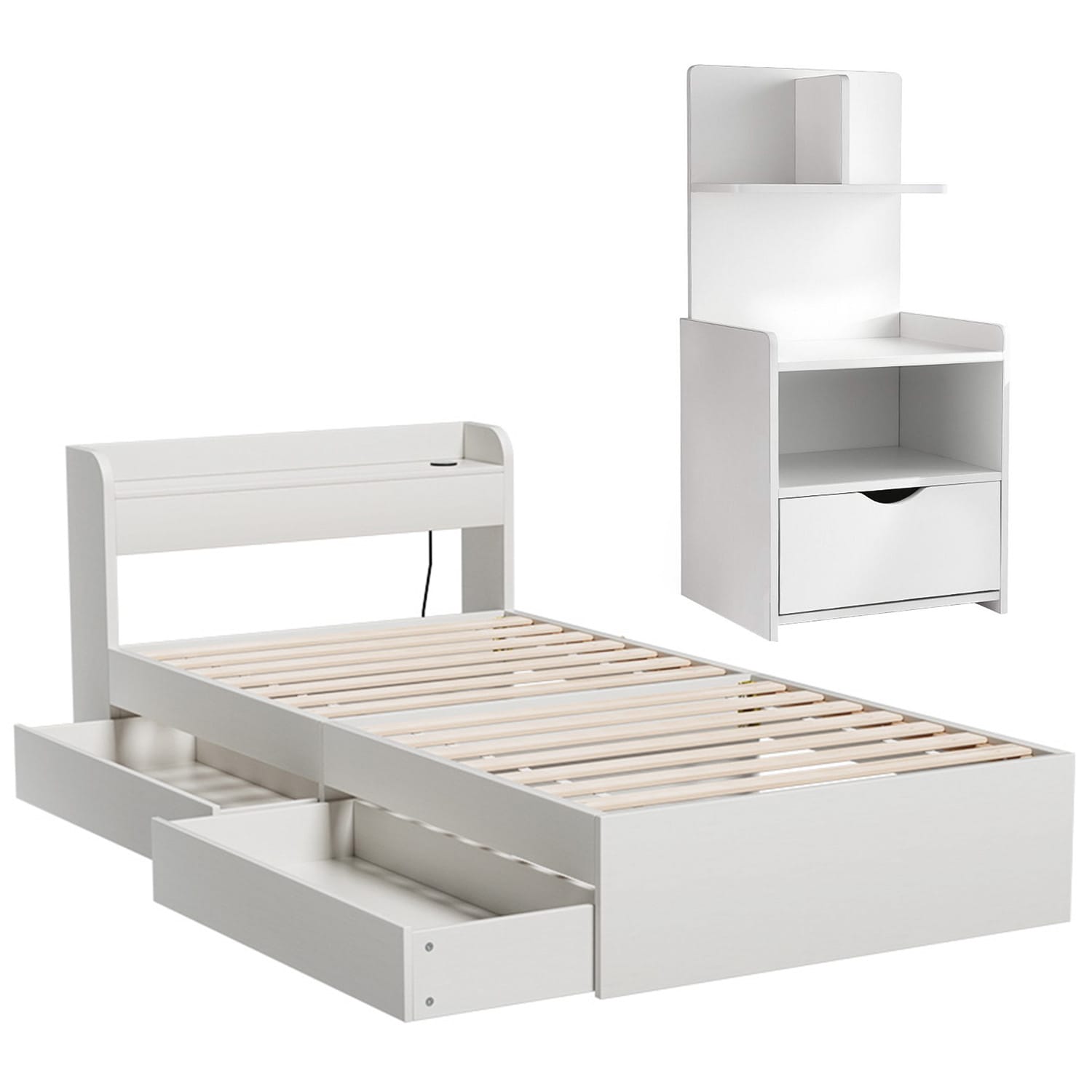 Single Bed Frame With Storage 211x96x70cm