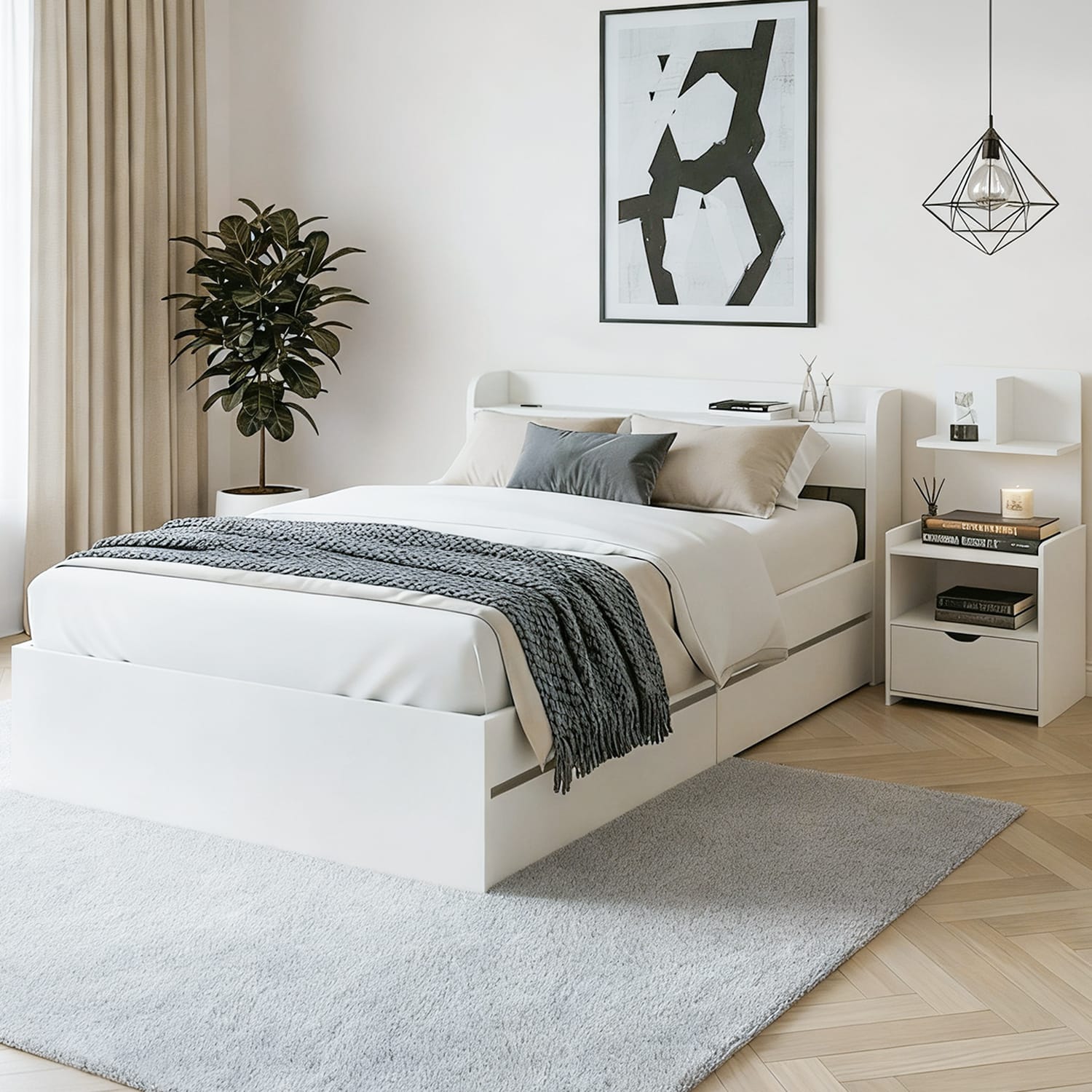 Single Bed Frame With Storage 211x96x70cm