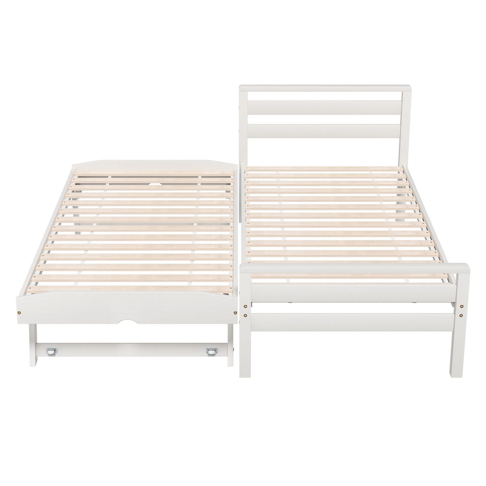 Single Size 2-in-1 Trundle Wooden Bed Frame White Avis