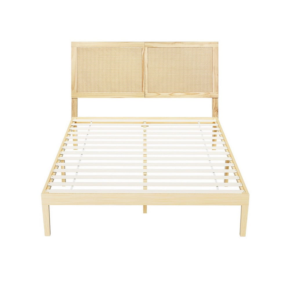 Queen Bed Frame Rattan Headboard