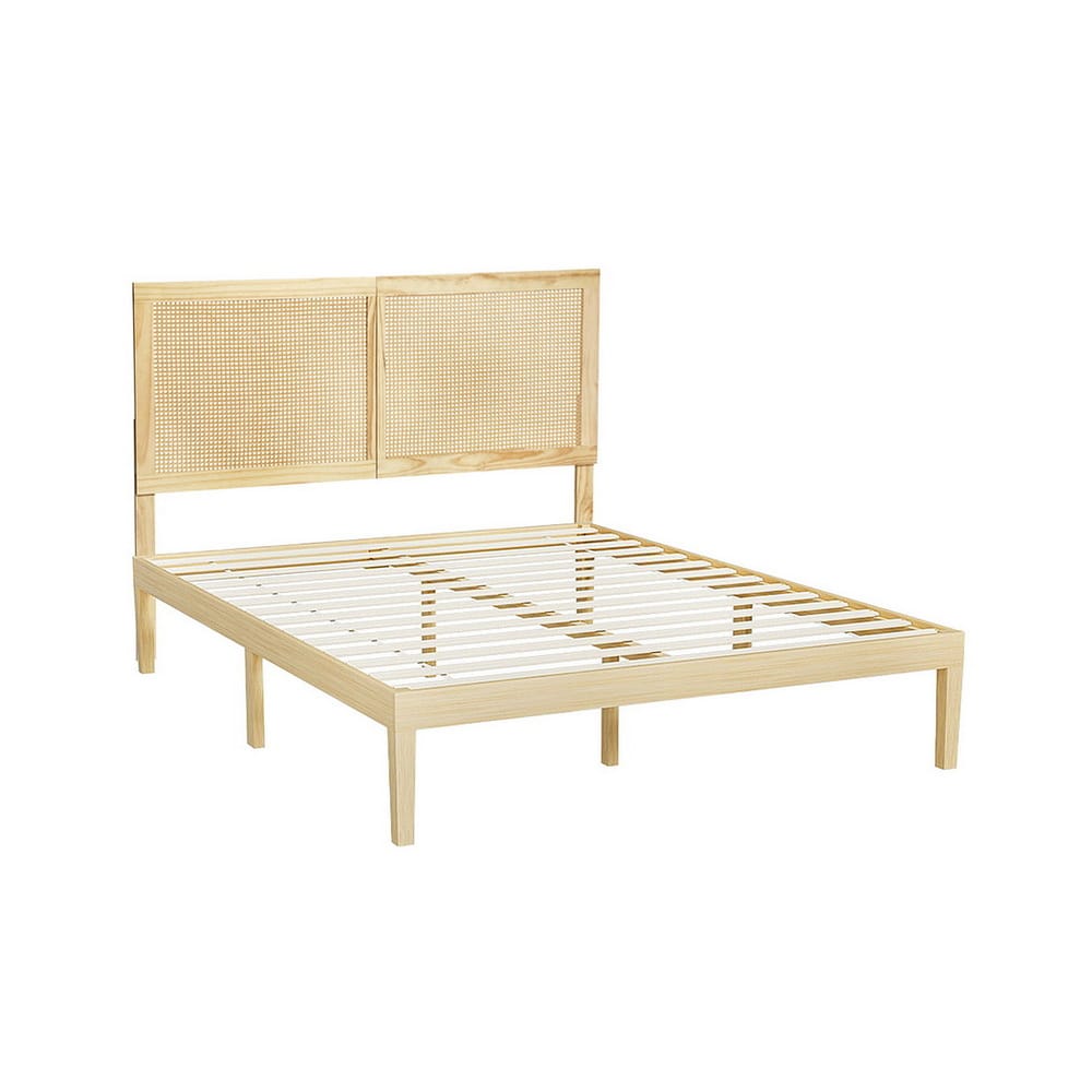 Queen Bed Frame Rattan Headboard