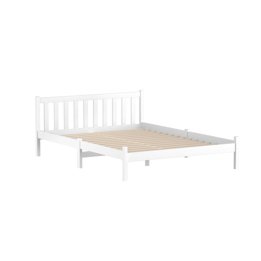 Bed Frame Double Solid Pine Wooden White with Trundle Drawer Option