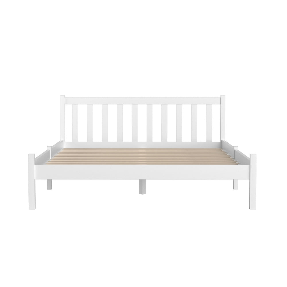 Bed Frame Double Solid Pine Wooden White with Trundle Drawer Option