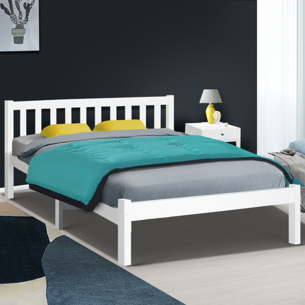 White pine queen bed with trundle