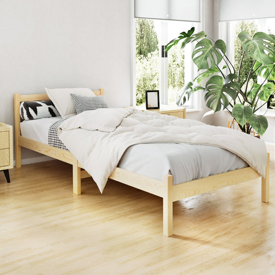 Size Sofie Timber Mattress - Single Wooden Bed Frame with Slatted Base Oak Pine Wood