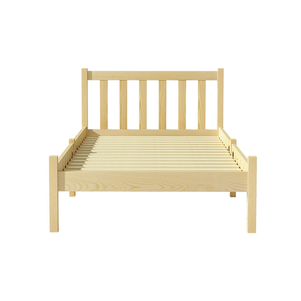 Single Wooden Bed Frame with Slatted Base Oak Pine Wood