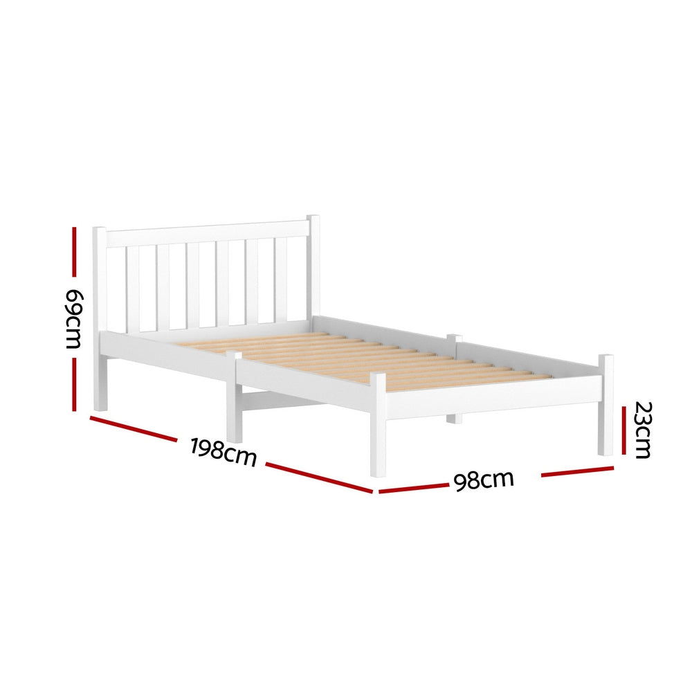 Single Bed Frame Wooden Mattress Base White