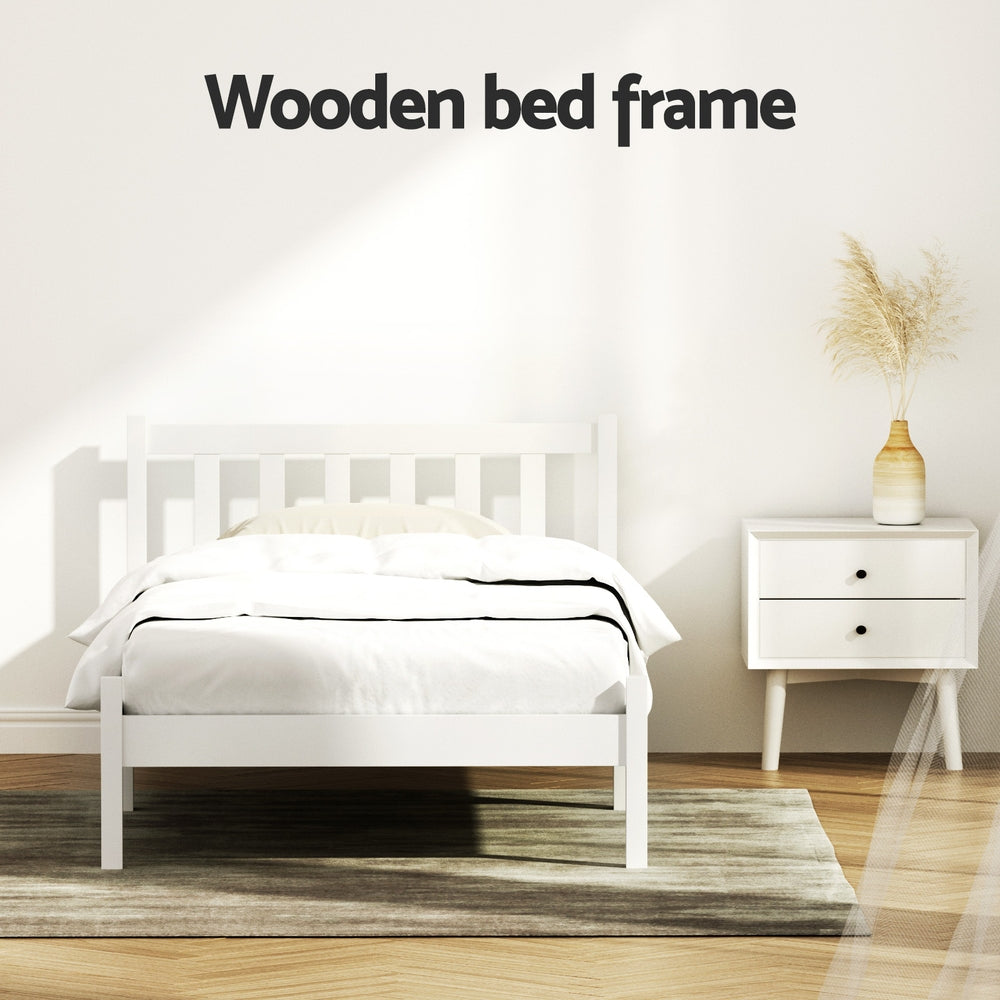 Single Bed Frame Wooden Mattress Base White