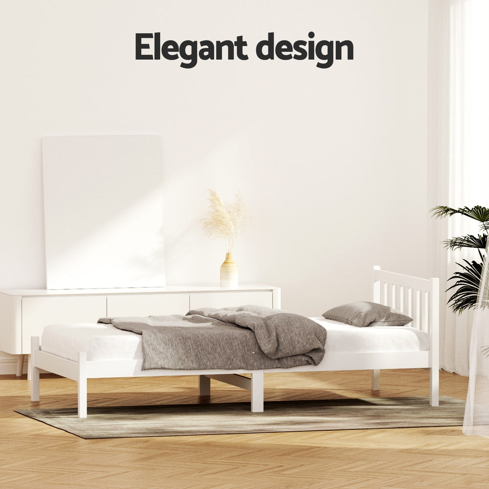 Single Bed Frame Wooden Mattress Base White