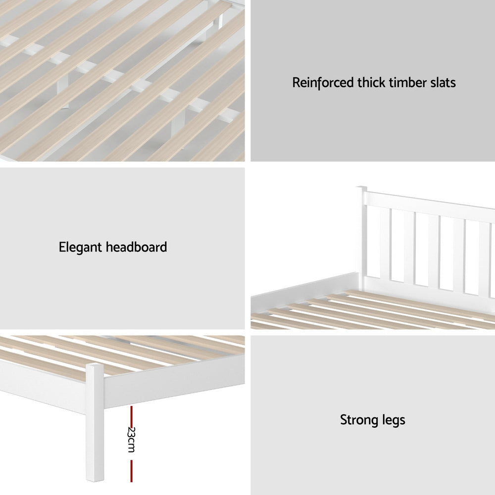 Single Bed Frame Wooden Mattress Base White