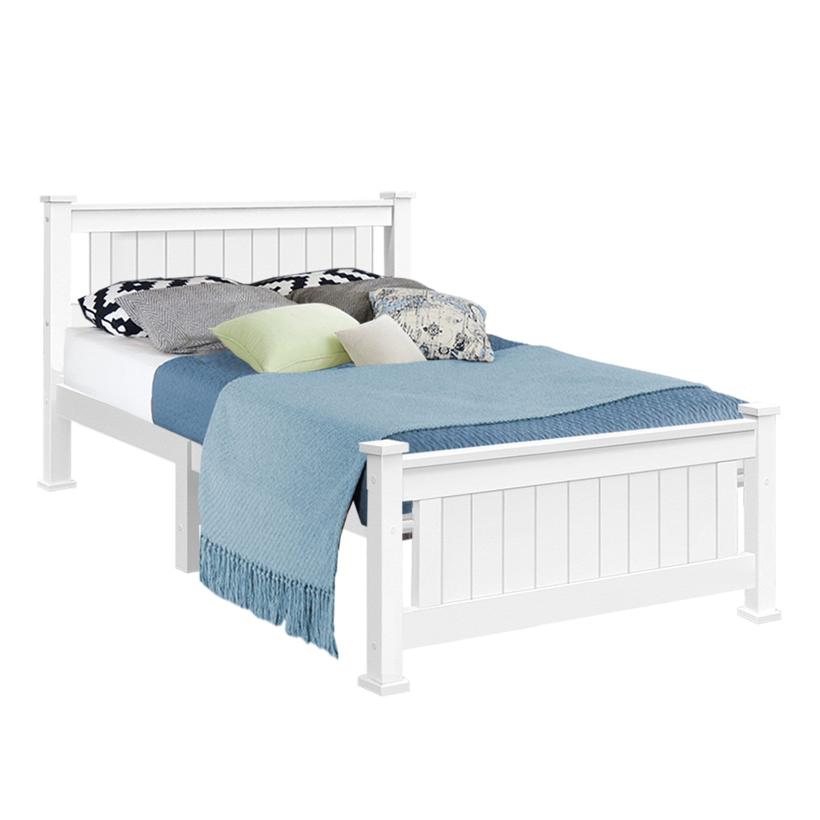 Bed Frame King Single Size Wooden Construction White