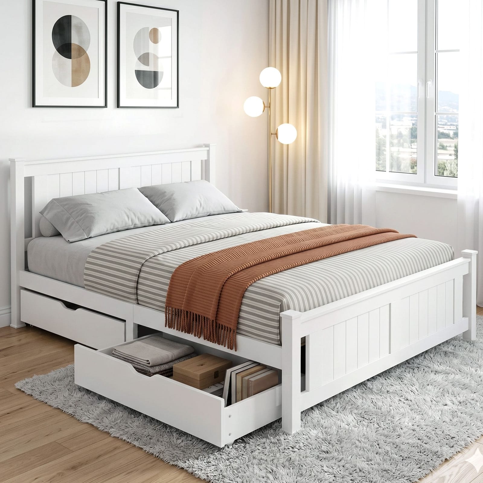 Queen Bed Frame With Storage 218x165x94cm