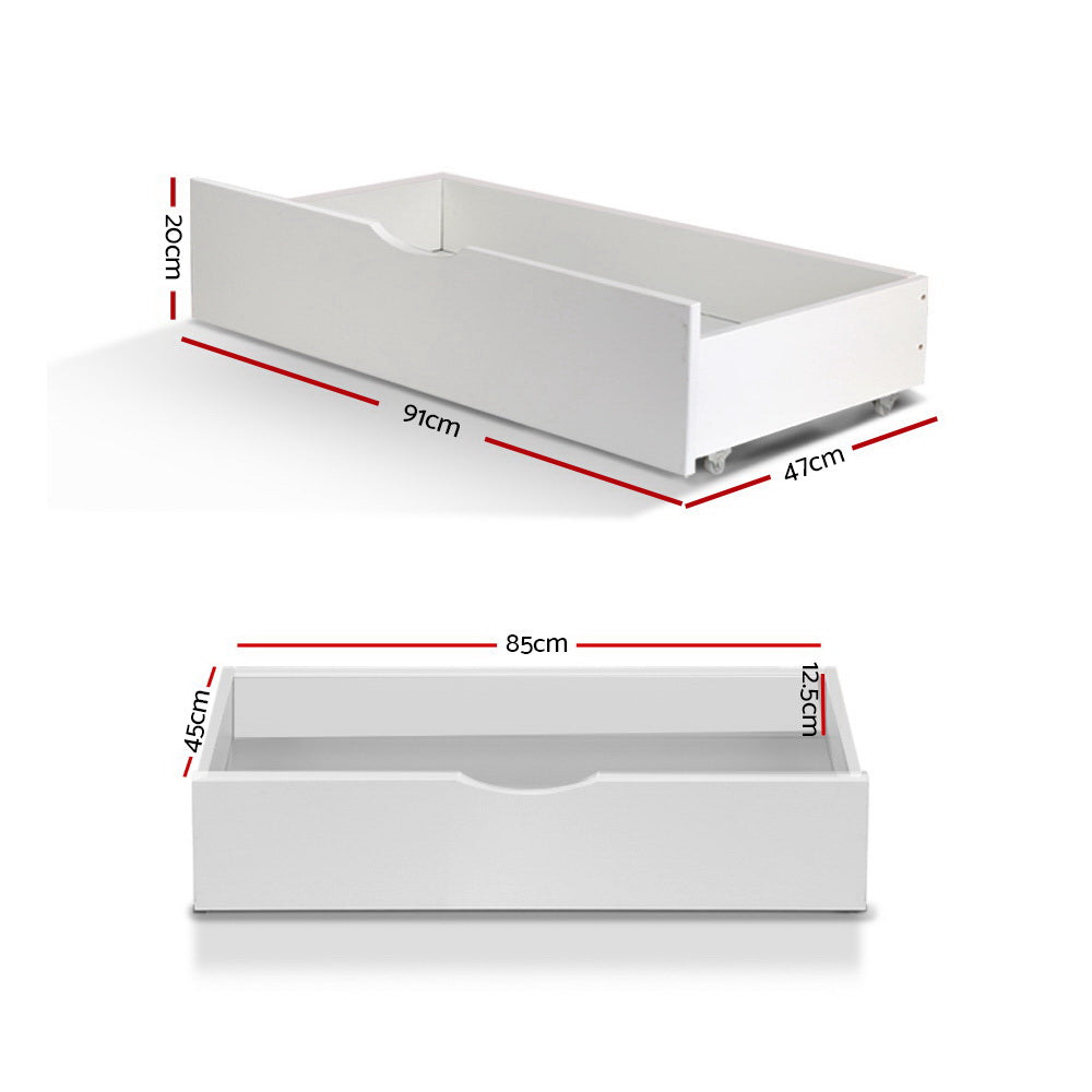 Bed Frame With Storage Drawers And Trundle White | Beds & Bed Frames