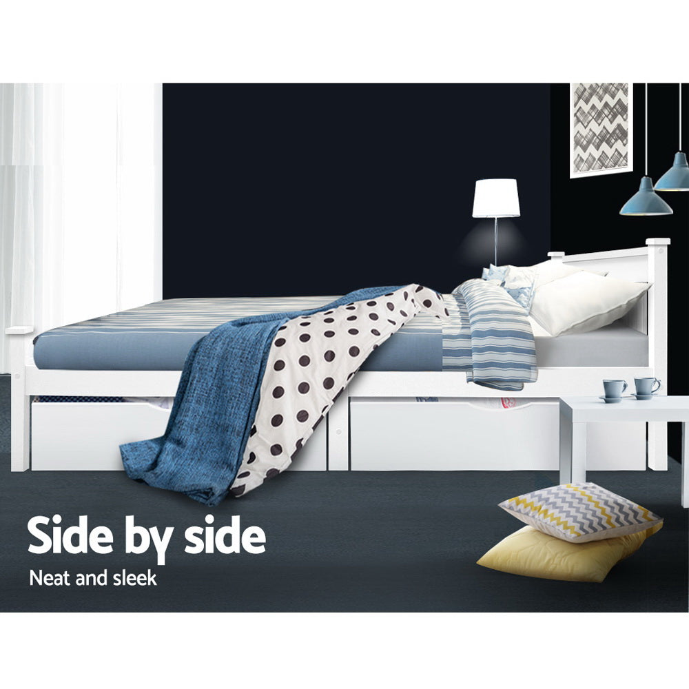 Bed Frame With Storage Drawers And Trundle White