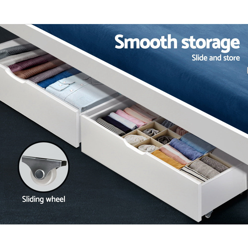 Bed Frame With Storage Drawers And Trundle White | White colour