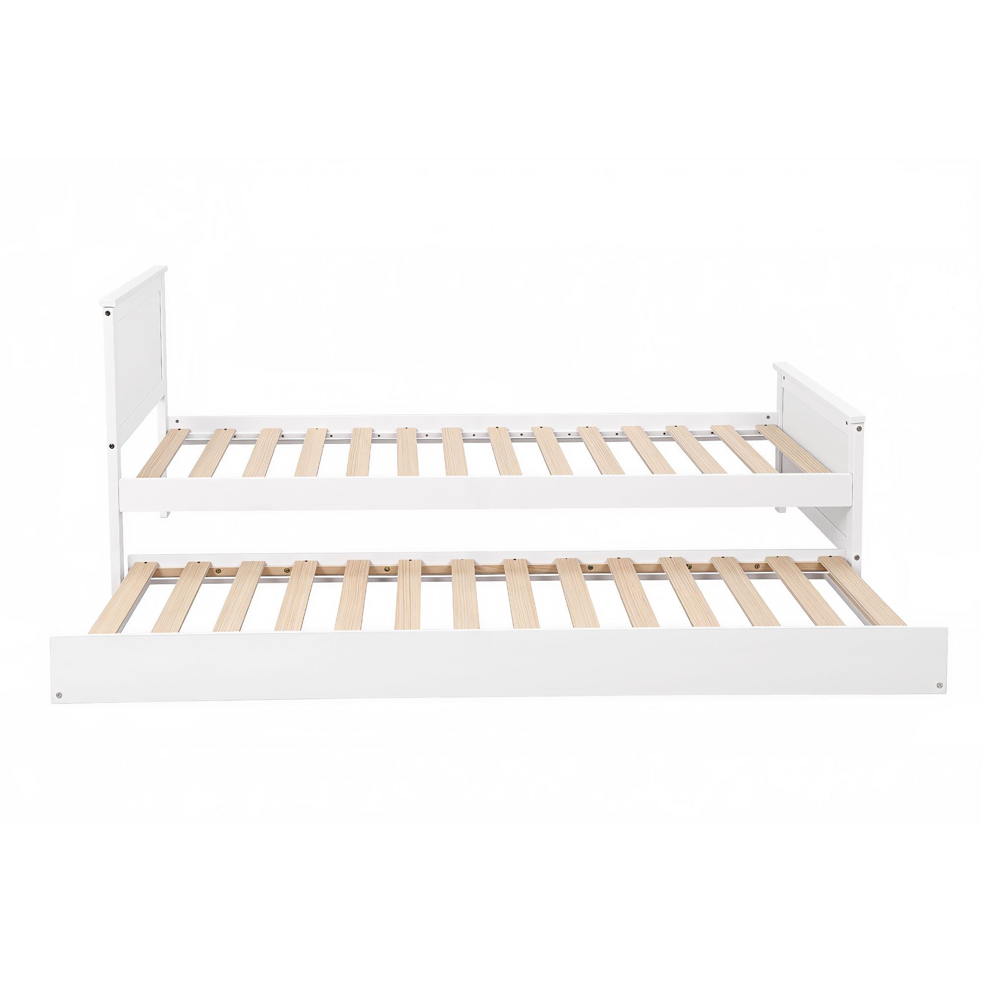 Single Bed Frame Trundle Solid Pine White | Simpledeals