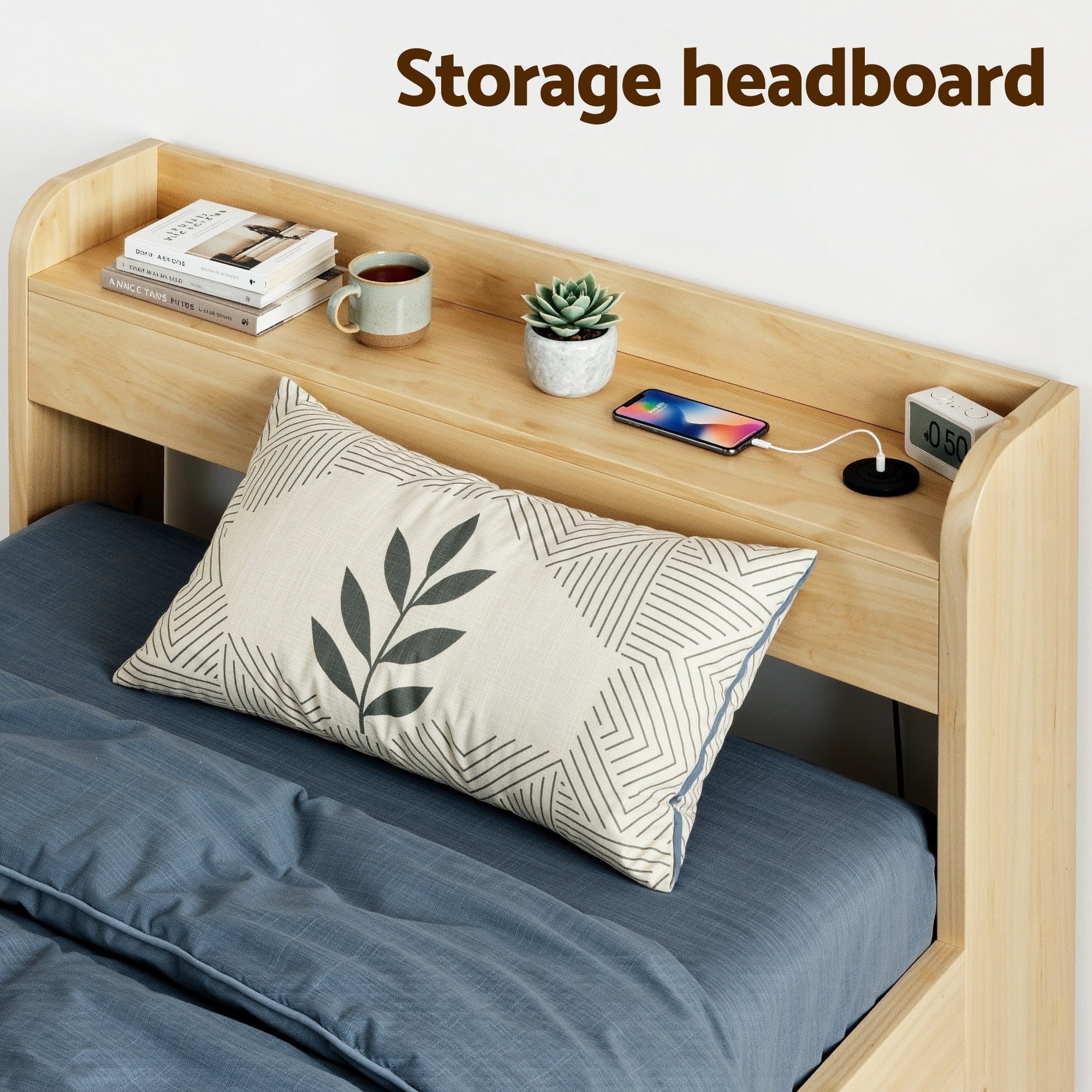 Artiss King Single Bed Frame 2 Drawers USB Ports | Simpledeals