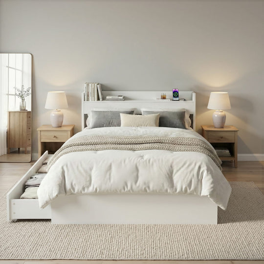 King Single Bed Frame With Storage 211x96x70cm