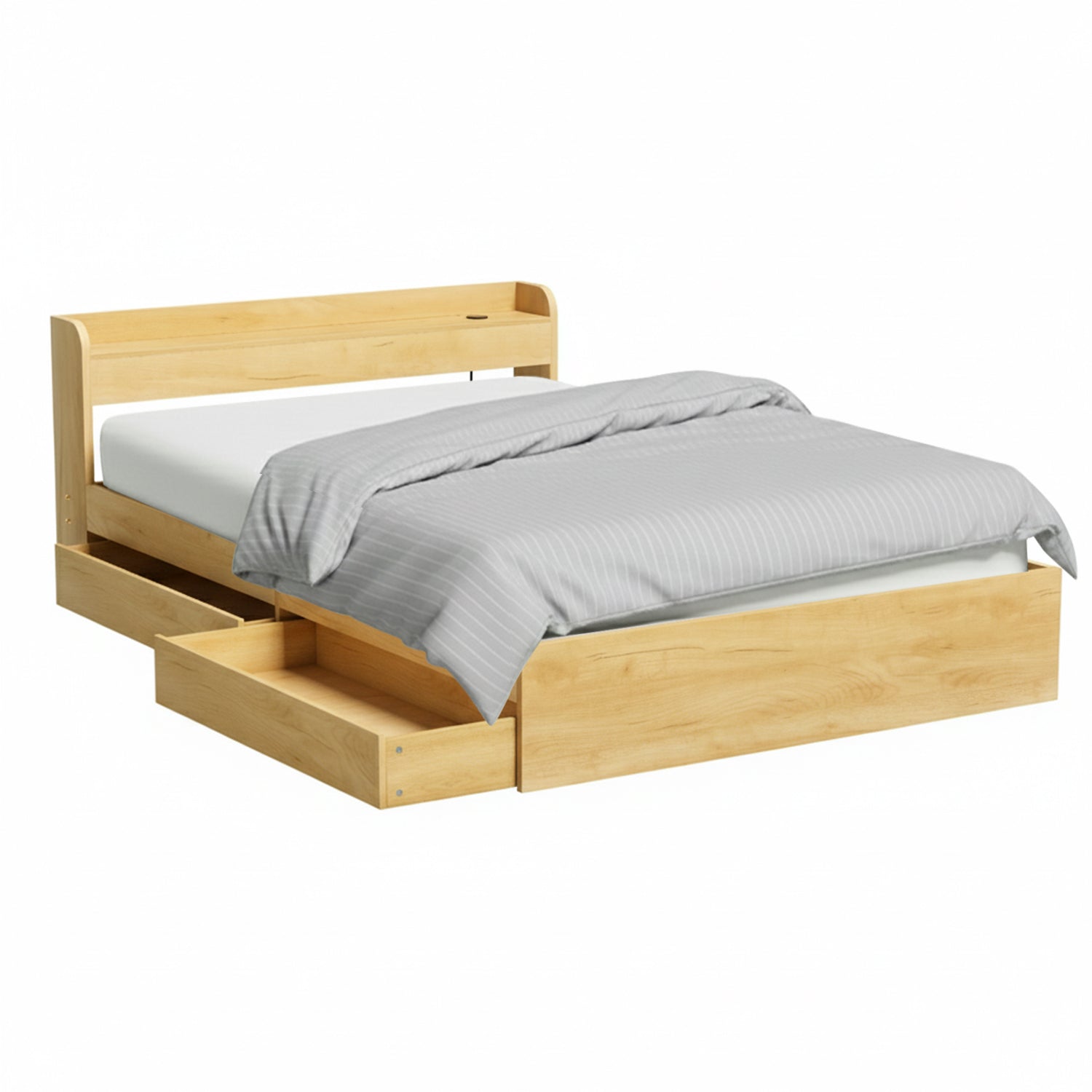 Bed Frame with Charging Ports and 2 Drawers