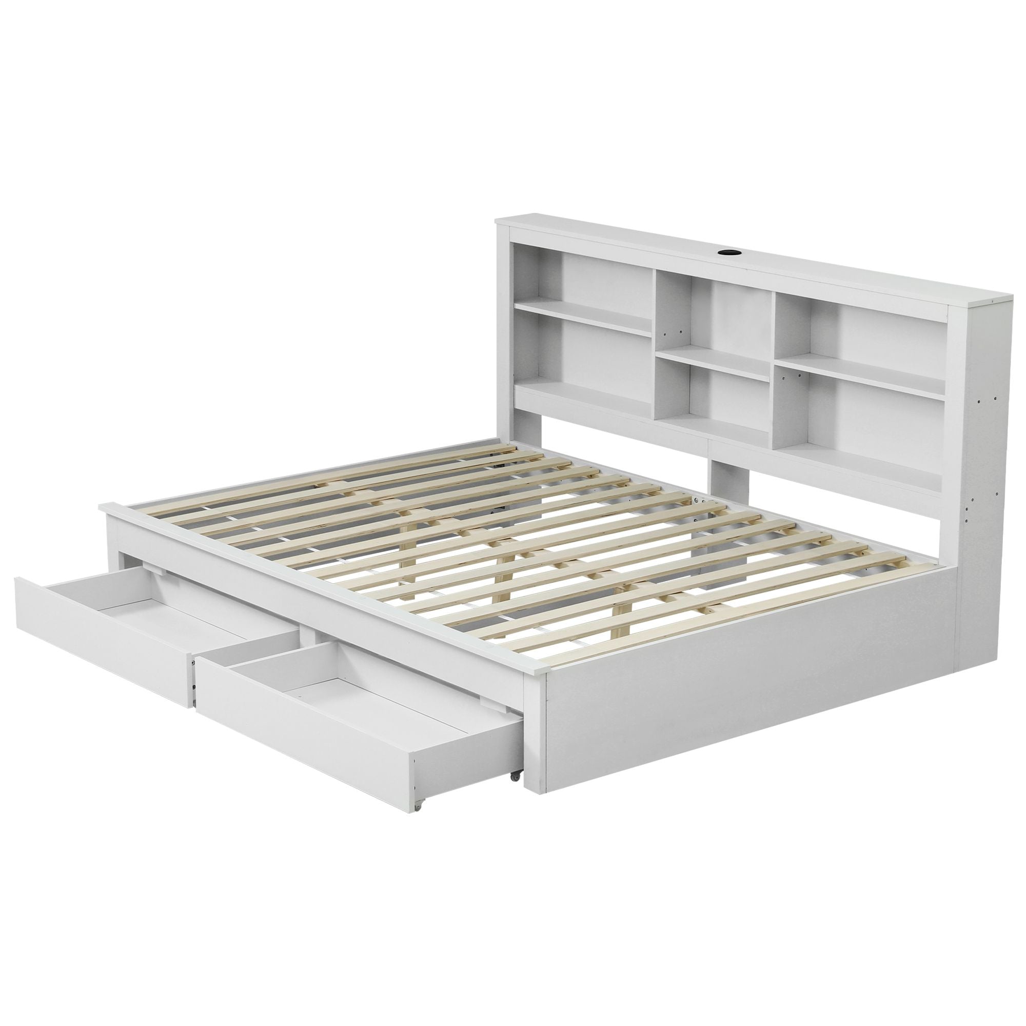 Double Bed Frame Storage Headboard Charging Station | Simple