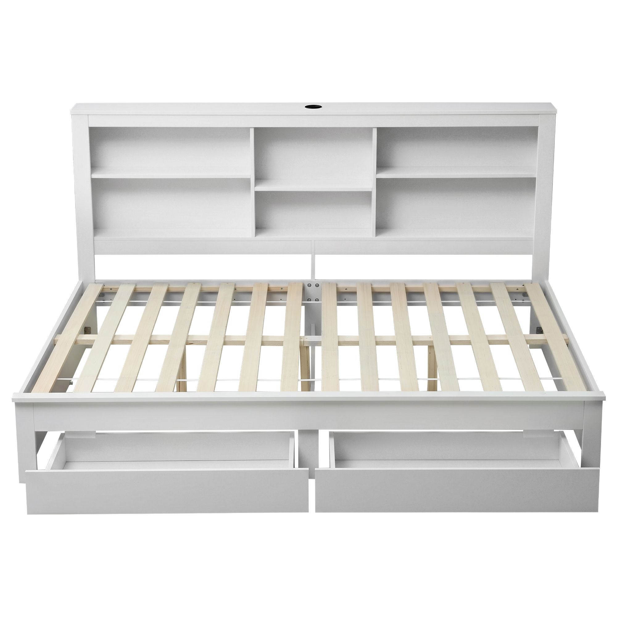 Double Bed Frame Storage Headboard Charging Station | Simple