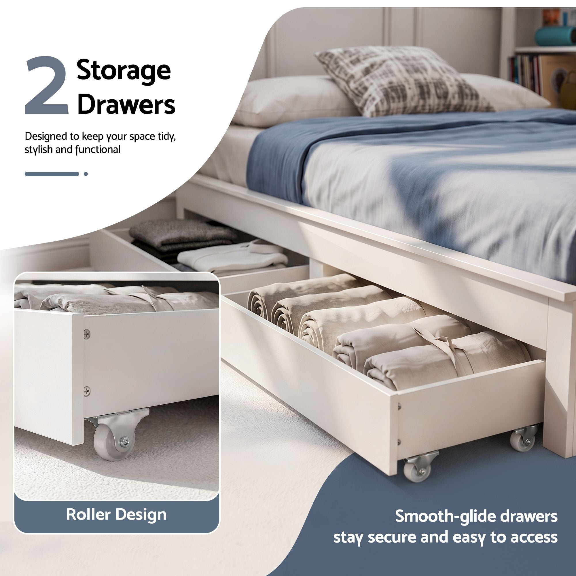 Double Bed Frame Storage Headboard Charging Station | Simple
