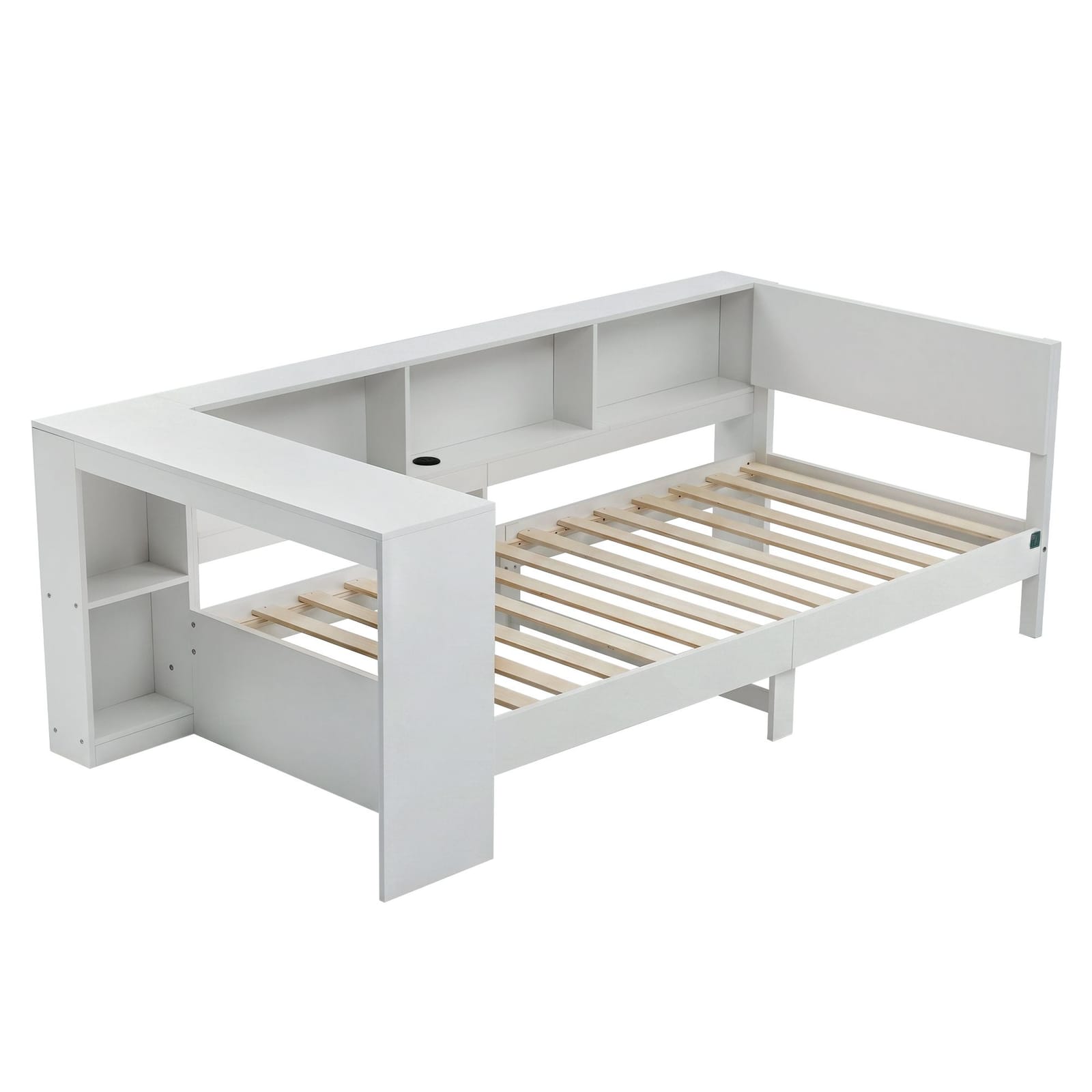 White Corner Bed Frame Desk 223x96x76cm