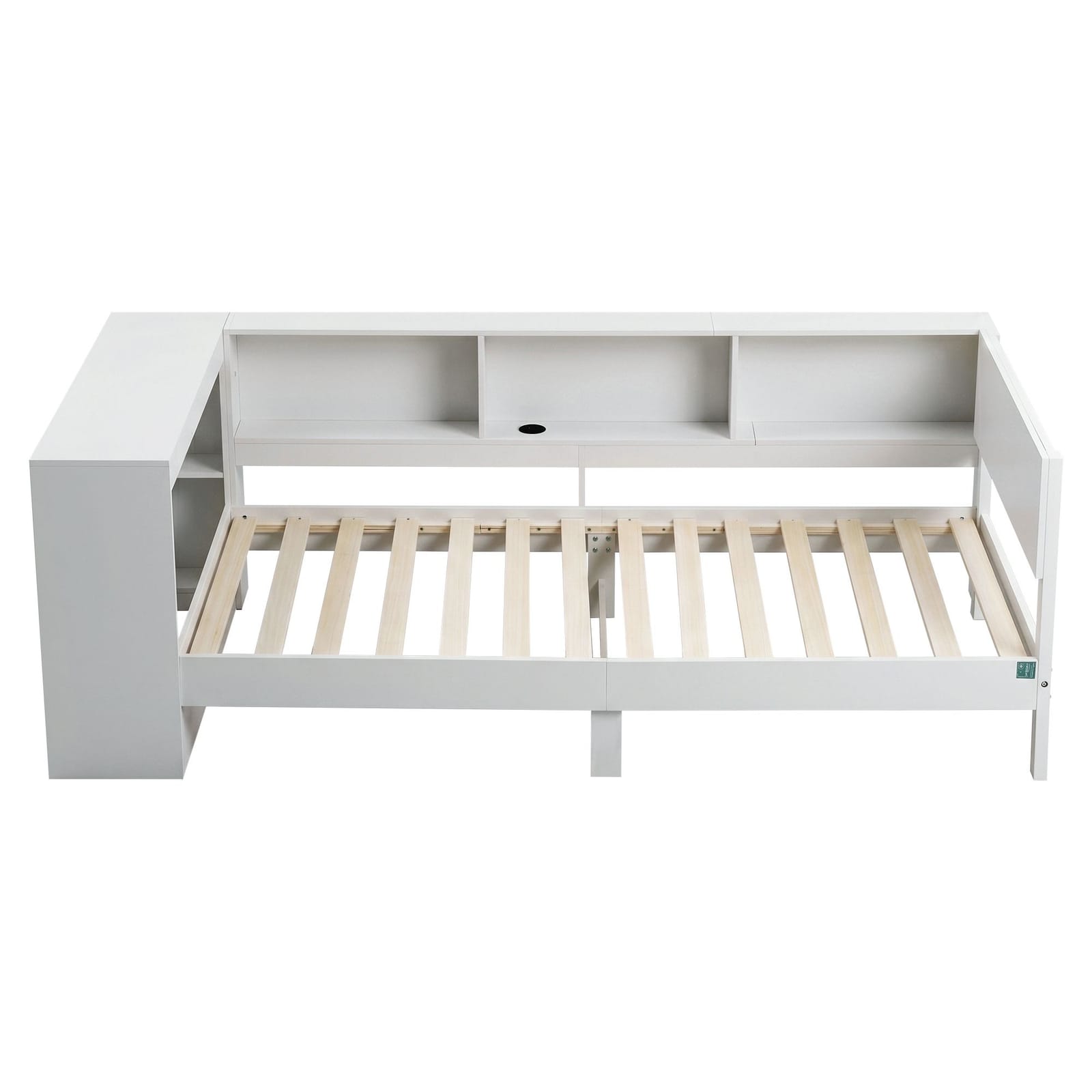White Corner Bed Frame Desk 223x96x76cm