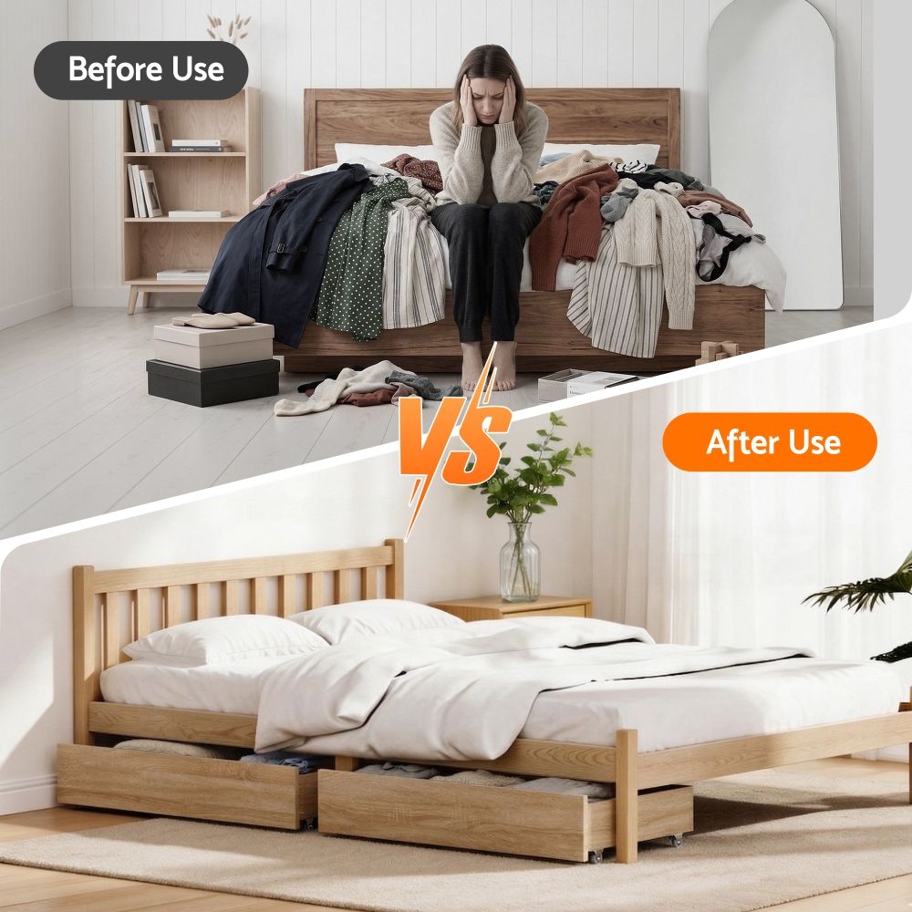 Under Bed Storage Drawers on Wheels Wooden | Simpledeals