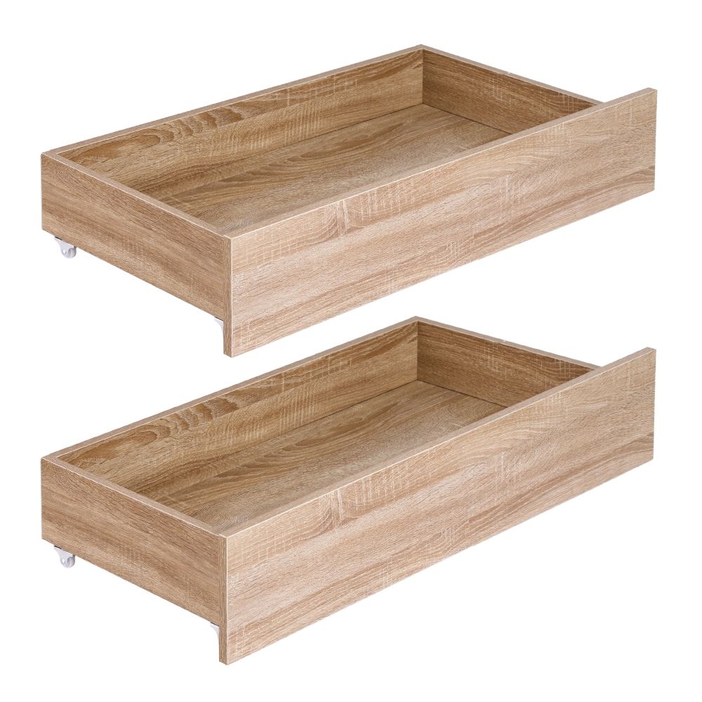 Under Bed Storage Drawers Wooden Rolling 2pc | Simpledeals
