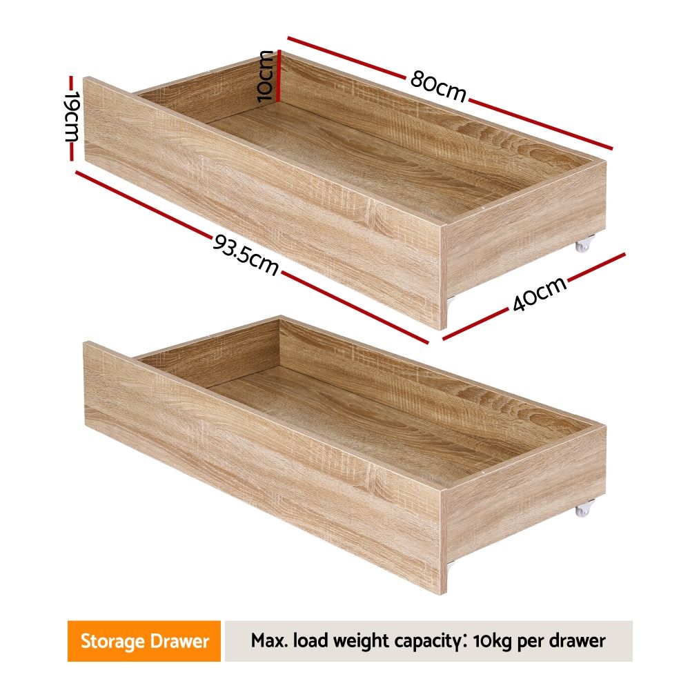 Under Bed Storage Drawers Wooden Rolling 2pc | Simpledeals