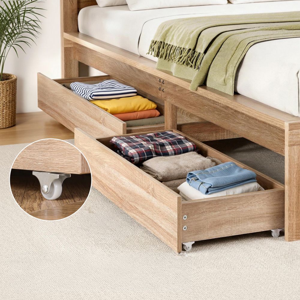 Under Bed Storage Drawers Wooden Rolling 2pc | Simpledeals