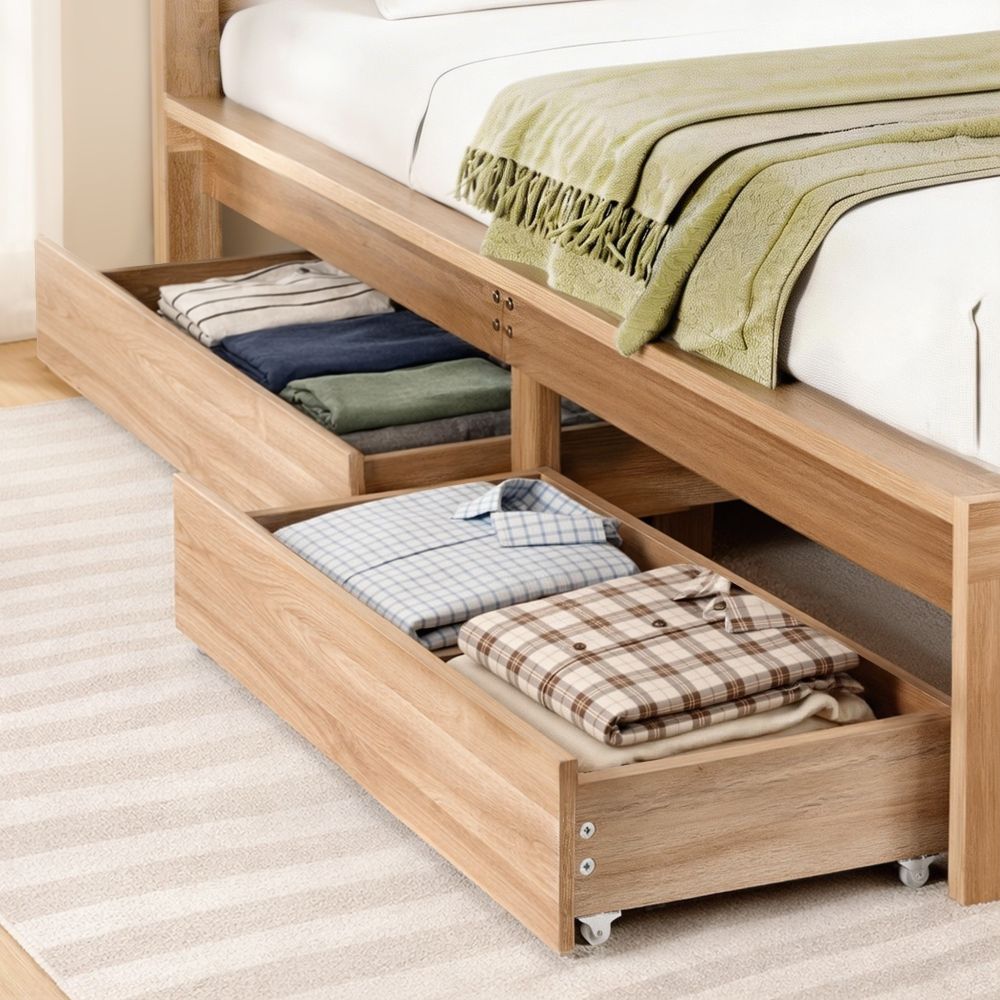 Under Bed Storage Drawers Wooden Rolling 2pc | Simpledeals