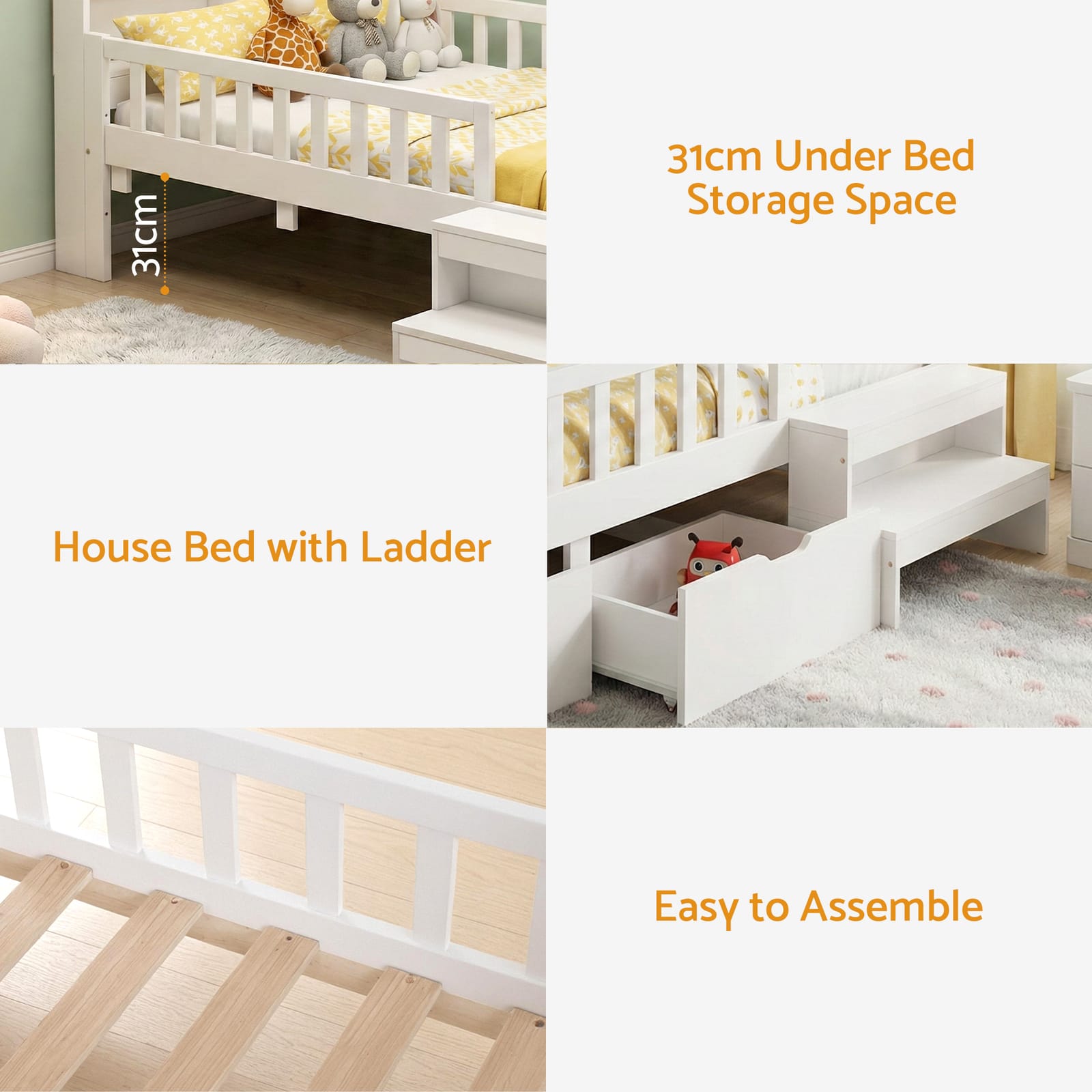Single Bed Frame Storage 202x97x89cm