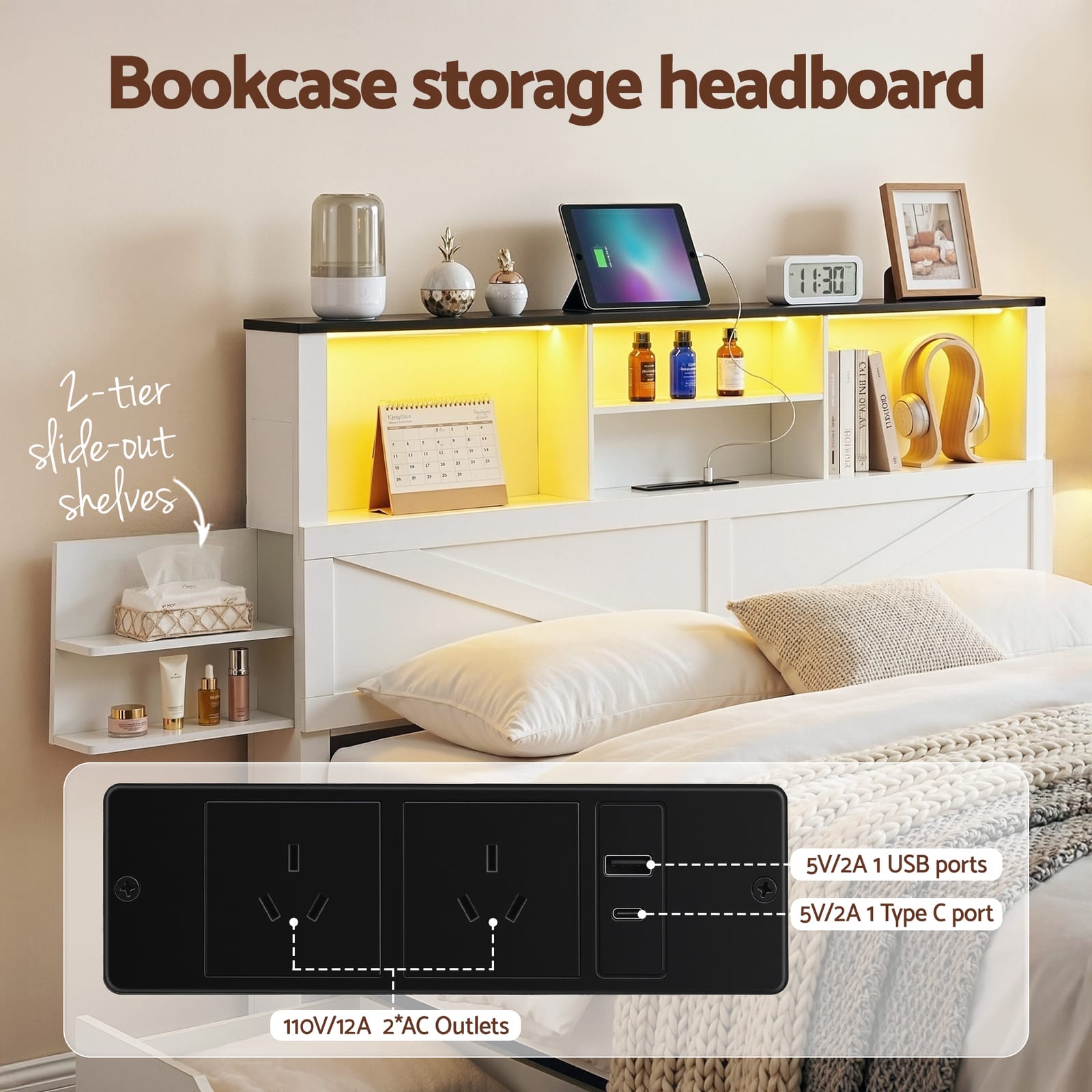 Queen Bed Frame Storage 158x221x113cm