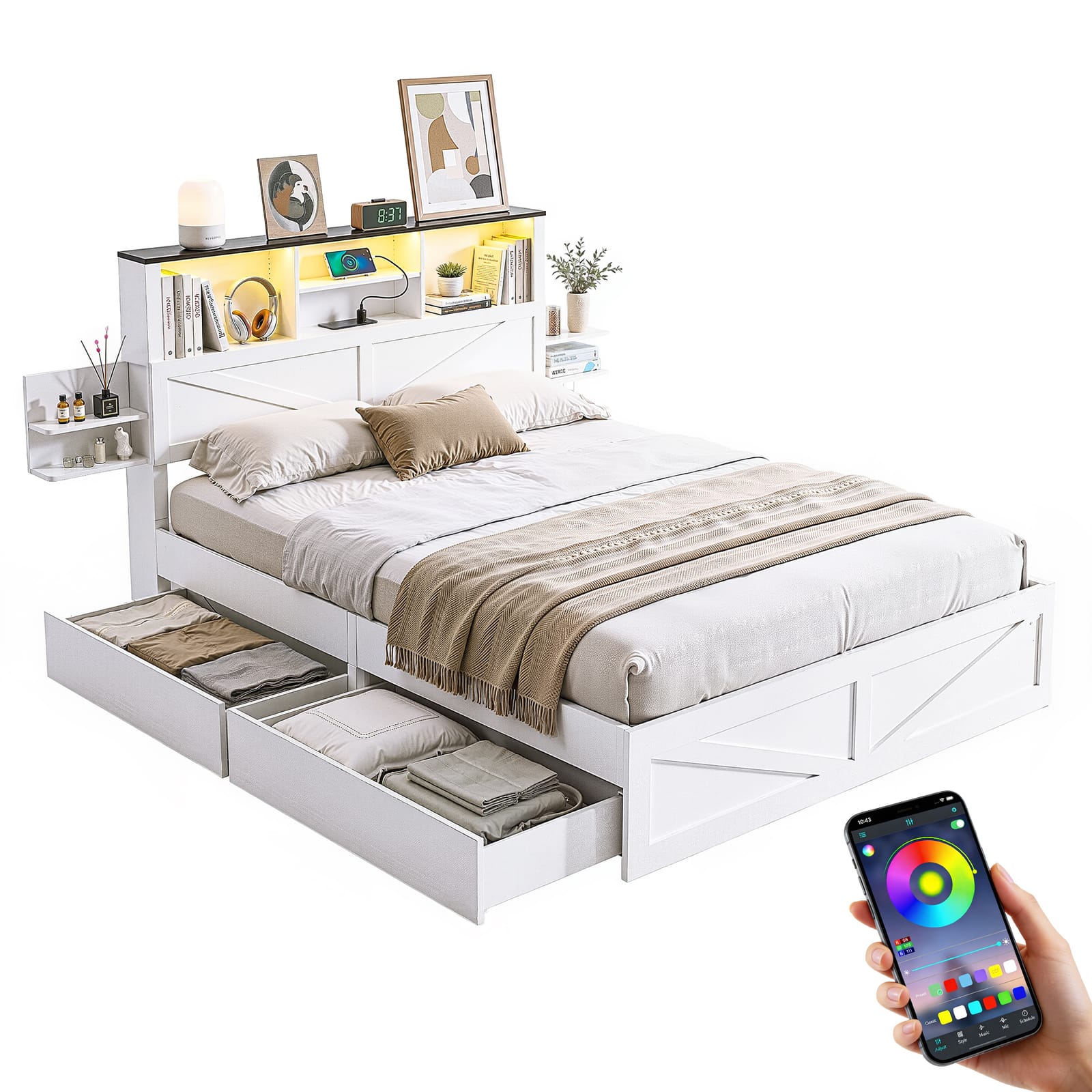 Queen Bed Frame Storage 158x221x113cm