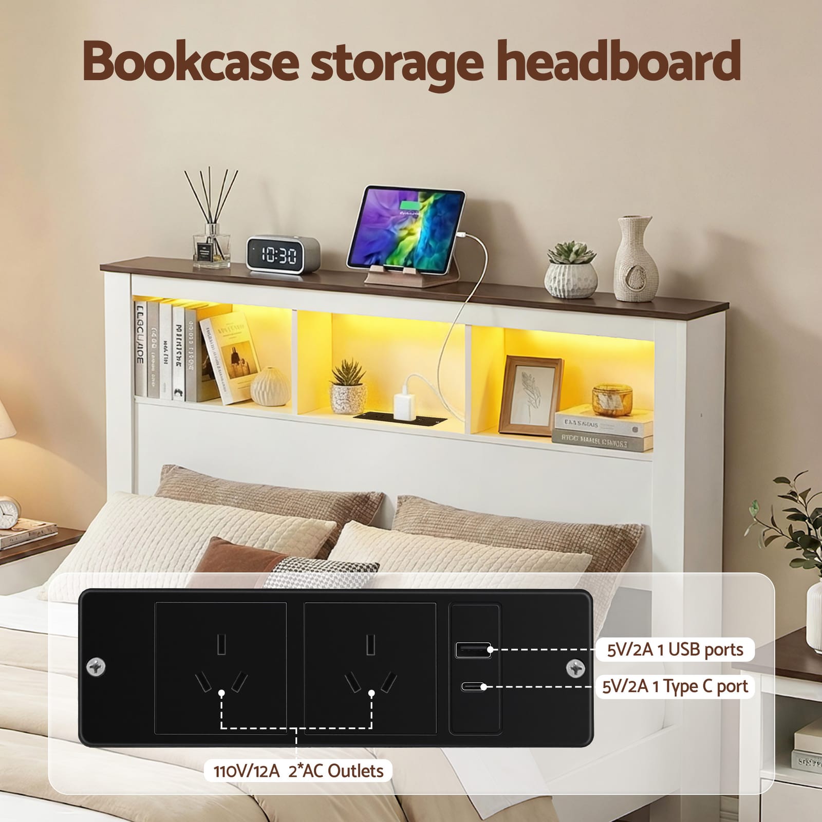 Double Bed Frame Storage 211x143x120cm